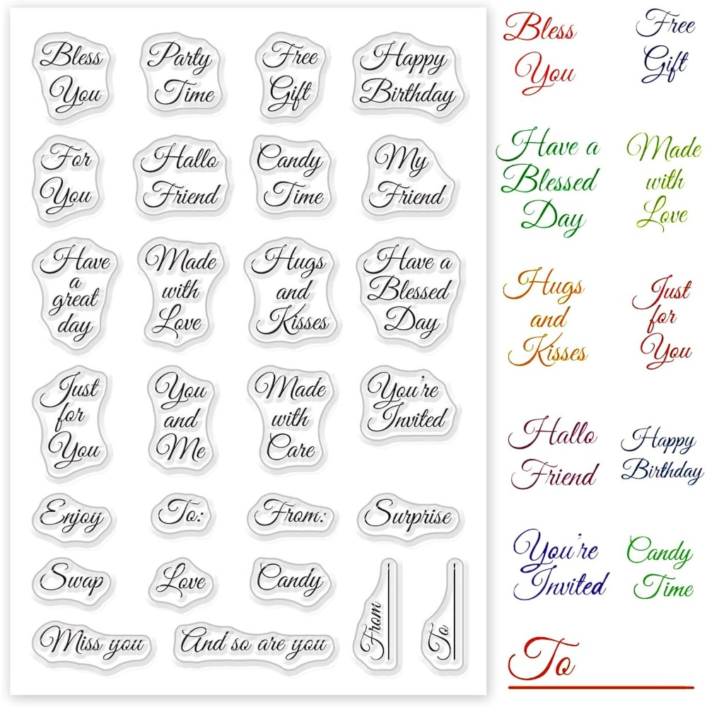 1PC Gift Tag Words Silicone Cl - đánh giá và giá Clear Silicone Stamps For Card Making