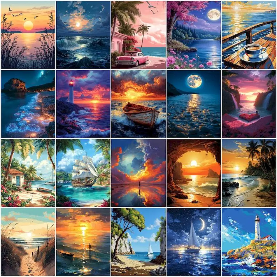 Painting Paints By Numbers sea - đánh giá và giá Painting Supplies